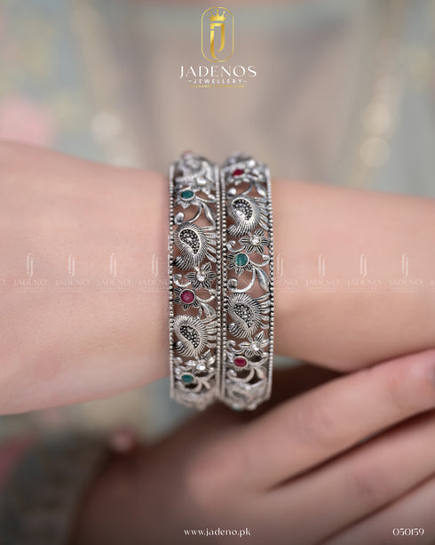 The Oxidised Vintage Flora Bangles
